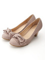 ナチュラルリボンパンプス/ベージュ雑材