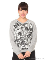 リゾート柄裏毛プルオーバー/グレー柄