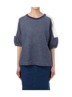 レース切り替えラグラン五分袖カットソー/グレー(012)