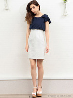 リボンショルダードッキングワンピース/オフホワイト