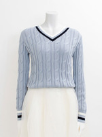 【宮田聡子さんカタログ着用】チルデンニットトップス/サックス