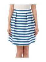 ツートンボーダータックスカート/ブルー系(392)