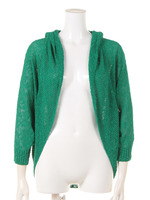 フード付きカーディガン/グリーン