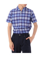 ホリゾンタルカラーチェックシャツ/ネイビー系(193)