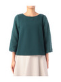 ボートネック切り替え七分袖ブラウス/ダークグリーン(023)