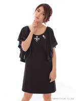 ボリュームスリーブワンピース/ブラック