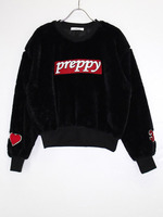 preppyボアトップス/ブラック