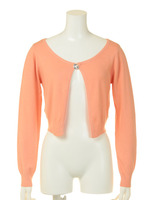 ビジューボタンニットカーデ/ライトオレンジ