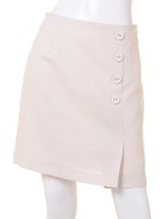 フェイクボタン裾タックタイトスカート/イエロー