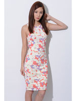 【OU】フラワープリントニットTOP/PINK