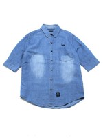 メンアサデニム5Bソデシャツ/ブルー