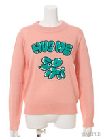 balloon dog knit tops/pink