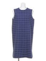 【BED&BREAKFAST】SUMMER MESH CHECK Crewneck Sleeveless Dress/BLUE