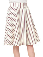 すきな丈スカート ミディ ストライプ/Ivory