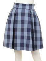 ギンガムチェックタックスカート/ブルー