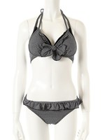 ギンガムチェックフリルビキニ/ブラック