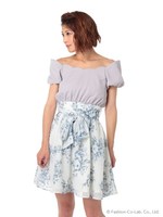 コードチェックフラワーワンピース/オフホワイト×ピンク