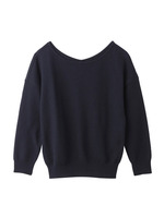 スーピマコットン混ボートネックニット/サックス(090)