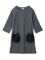 ボアポケットつきニットワンピース/ブラック(019)