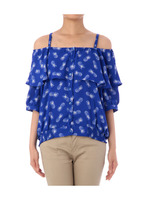 2WAYオフショルパイナップル柄ブラウス/ブルー系(191)