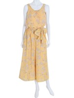 【DUO】単色花柄ロングロンパース/マスタード