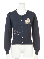 【Fi.n.t】エアメールアクリルコットン長袖ニットカーディガン/NAVY