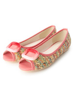 オープントゥバックルバレエシューズ/ベージュ系(152)