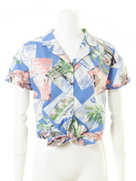 サマーパッチワーク柄シャツ/BLU