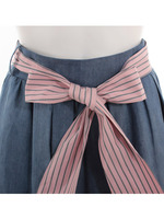 ストライプリボン付きデニムスカート/ネイビー