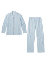 パジャマブロード緑ストライプ上下セット/ライトグリーン(321)