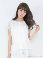 フリルスリーブブラウス/イエロー