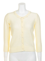 透かし編みビジューボタンカーディガン/クリーム
