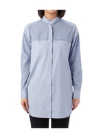 比翼フロントウィングカラーロングシャツ/ライトブルー(091)