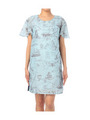 イラストプリント切り替えワンピース/ブルー系(191)