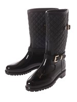 キルティングレインブーツ/ブラック