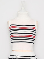 リブニットボーダーハイネックトップ/NAVY