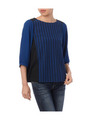 袖シフォンストライププルオーバー/ブルー(392)