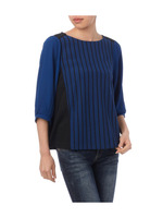 袖シフォンストライププルオーバー/ブルー(392)