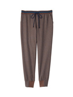 [L]ライン入りリブ切り替えツイードパンツ/ダークブラウン(043)