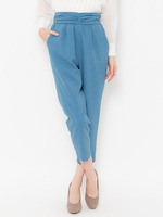 ウエストギャザーロングパンツ/ブル-