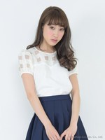 オーガンジー切替カットトップス/オフホワイト