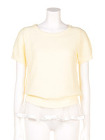 オーガン裾レイヤードキャミ付きニット/サックス