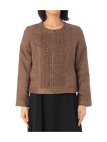 フロントフリルノーカラージャケット/ブラウン系(043)