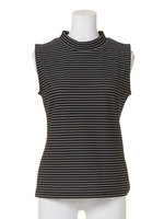 ボーダーハイネックタンクトップ/Black