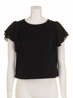 ラッフルショートブラウス≪自宅で洗える≫/ピーコック