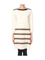 配色ボーダー八分袖ニットワンピース/アイボリー(304)