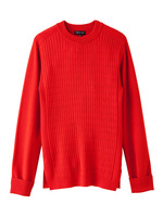 [S]ウールケーブル柄ニットプルオーバー/オレンジ系(068)