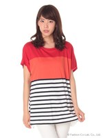 ・サイドスリットボーダープルオーバー/Red