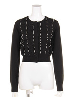 【CHIC】パールラインショートカーディガン/ホワイト