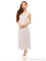 エスニックカットマキシワンピース/カーキ